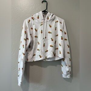 Forever 21 White Pineapple Design Pull Over Hoodie